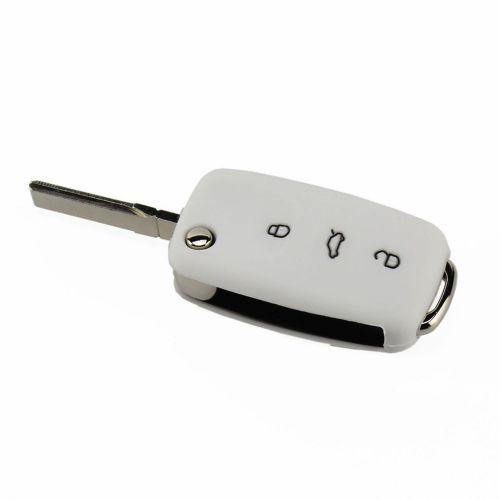 Remote fob 3 button white silicone key cover for vw passat jetta golf tiguan gti