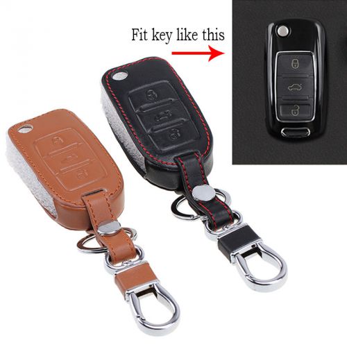 Car key case holder bag key chain keychain leather black/brown for vw volkswagen