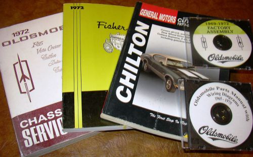 1972 oldsmobile service 5 piece! manuals 442 w-30 cutlass s f-85 hurst indy pace