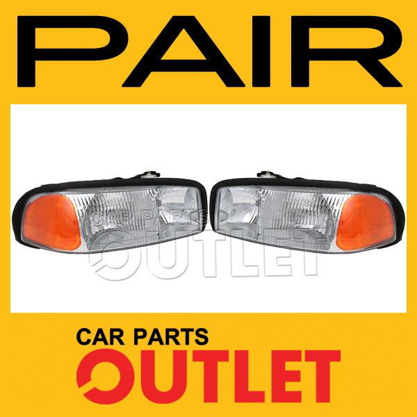 99-07 gmc sierra pickup head light lamp pair l+r new 02