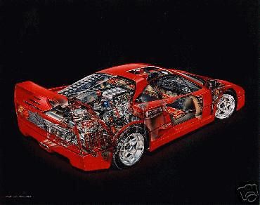 Ferrari f40  cutaway poster new