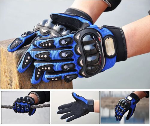 New blue full finger gloves racing motorcycle motorbike motocross cycling bike