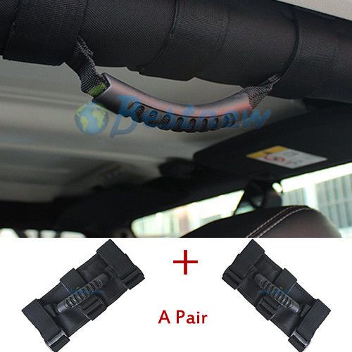 1pair black unlimited roll bar grab handles for cj wrangler yj tj 1987-2014 neo