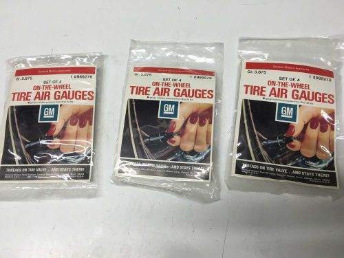 3 sets gm accessory on the wheel tire air gauges set of 4 nos  hot rat rod