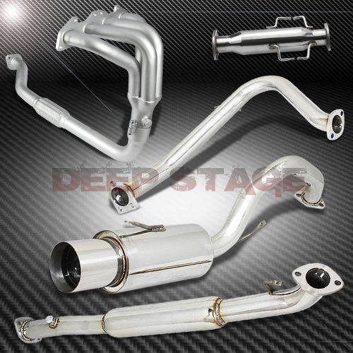 For 95-99 eclipse 2g na ceramic coated header+catback exhaust 4.5&#034; tip+test pipe