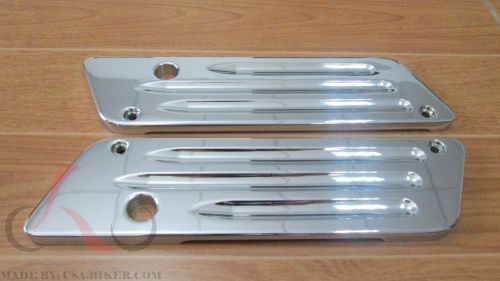 Chrome billet cnc aluminum  saddlebags latch cover face 4 harley touring 93-13