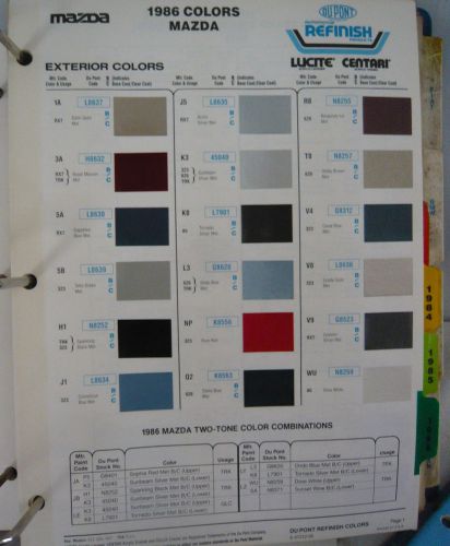 1986 mazda world color dupont refinish paint chips 83-85 info