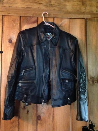 Harley davidson women&#039;s black leather jacket medium