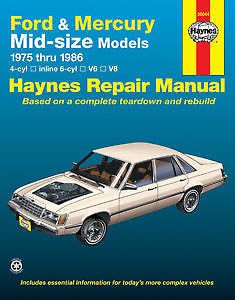 Haynes 36044 repair manual ford &amp; mercury mid size models 1975 - 1986