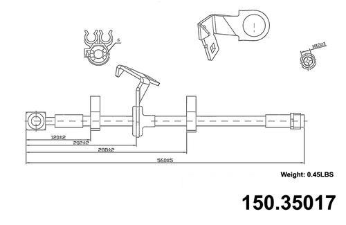 Centric 150.35017 brake hose, front-brake hydraulic hose