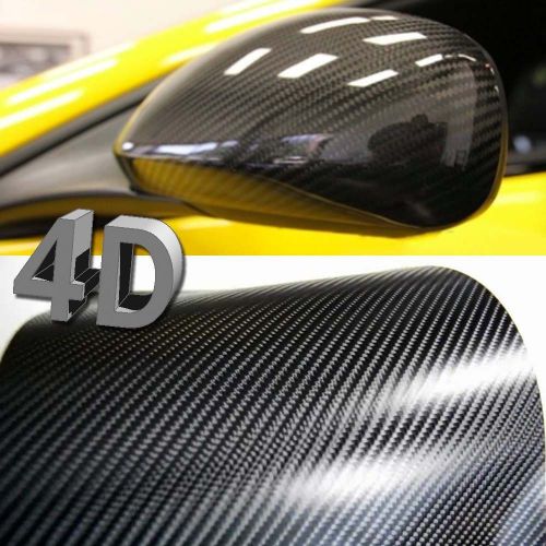 24&#034; x 60&#034; premium 4d gloss black carbon fiber vinyl wrap bubble free air