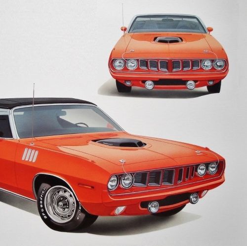 Cuda barracuda shaker hood plymouth 1970 1971 1972 318 340+6 - 28 posters prints