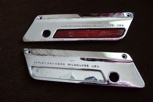 Harley saddlebag latches oem left and right side covers scuffed as is