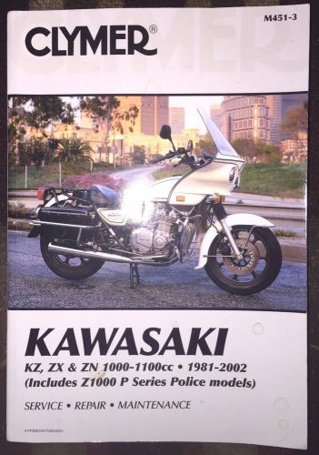 Clymer kawasaki kz, zx, zn 1000-1100cc, z1000 p police 1981-2002 repair manual