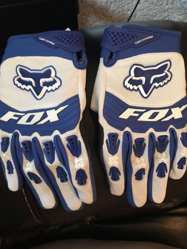 Fox dirtpaw race gloves white blue motorcycle mx atv off road gloves xl