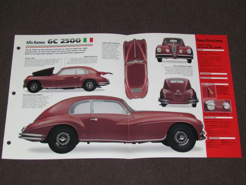 1939-1952 alfa romeo 6c 2500 (1947) car spec sheet brochure photo booklet