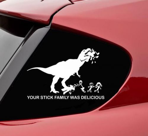 Your stick figure family was delicious funny vinyl decal sticker bumper car trex