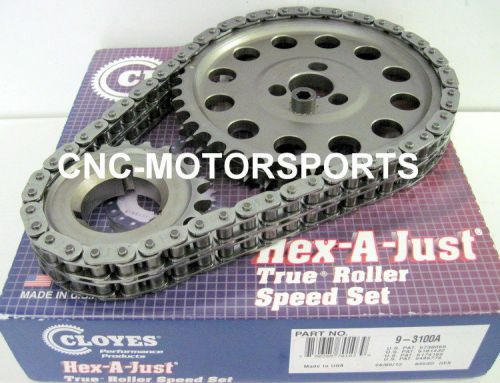 Sbc sb chevy 327 350 400 hex-a-just true roller timing chain kit cloyes 9-3100a