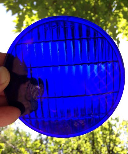 Vintage blue 4&#034; glass lens nos cowl marker light lamp  car truck tractor