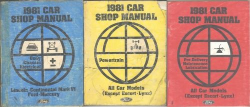 1981 ford car 3 shop manuals engine tranny chassis electrical mustang lincoln
