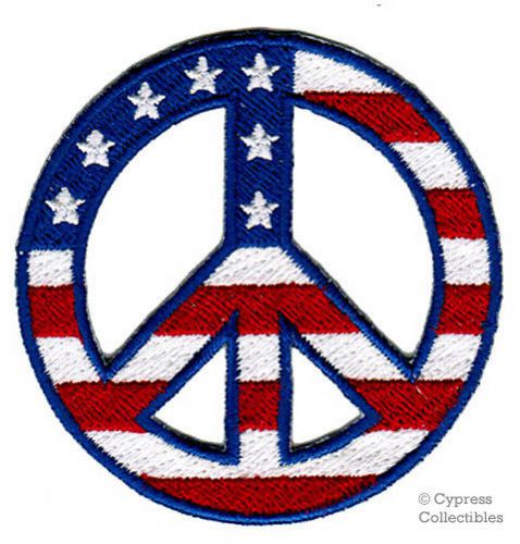 Usa peace sign biker patch embroidered motorcycle symbol american flag applique