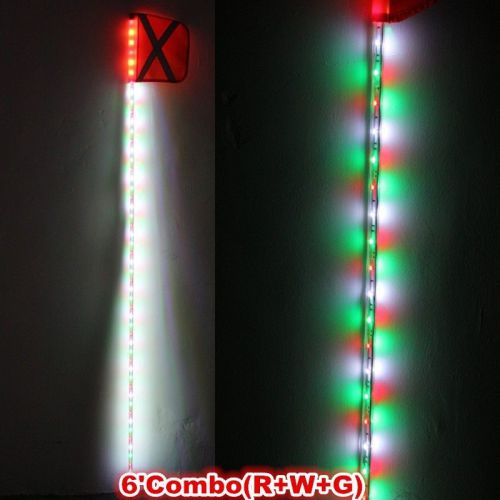 Utv atv combo(red+white+green) 6&#039; ft led whip-fix color(r+w+g) led whip lighted