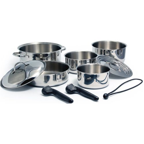 Kuuma 10-piece stainless steel nesting cookware set induction compatible # 58371