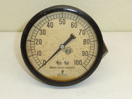 Vintage jas p marsh 3-1/2&#034; pressure gauge 100 psi rat/hot rod harley indian