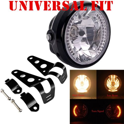 7&#034; motorcycle headlight amber led turn signal indicators with head light bracket