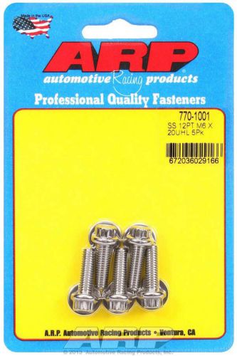 Arp universal bolt 6 mm x 1.00 thread 20 mm long stainless 5 pc p/n 770-1001