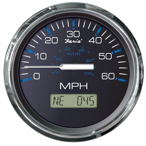 Faria chesapeake black ss 4&#034; speedometer - 60mph (gps) mfg# 33726