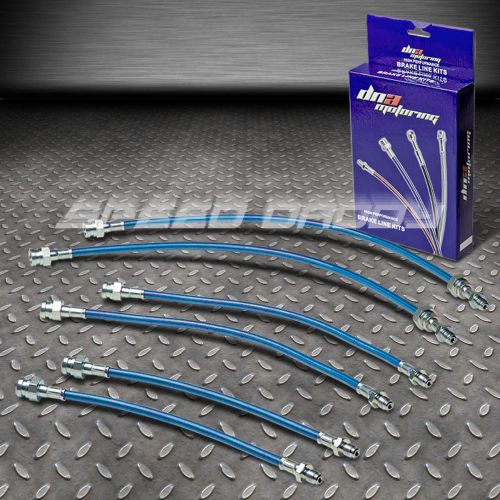 Front+rear stainless steel hose brake line/cable 84-85 mazda rx7 fb s3 13b blue