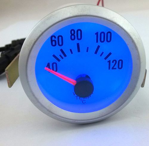 Auto 2&#034; 52mm blue led 40~120℃ water temp temperature celsius pointer gauge meter