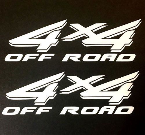 2 white 4x4 off road decal sticker 4wd truck ford chevy dodge toyota gmc logo