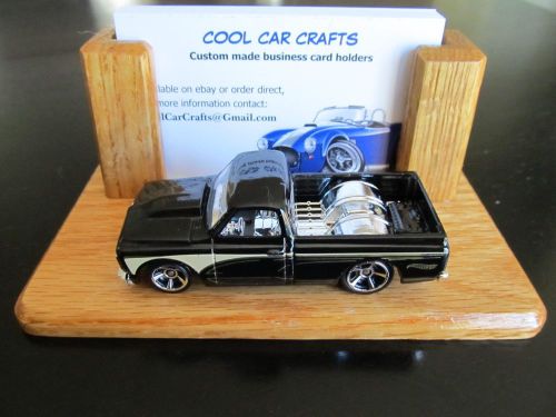 Chevy c 10 custom pick up truck oak business card holder die cast hot rod 1967