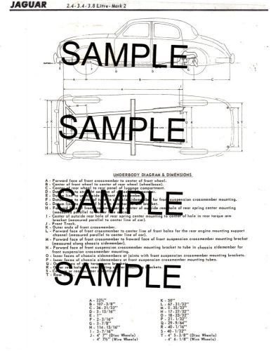 Jaguar 2.4 3.4 3.8 litre underbody frame diagram with dimensions chart mof bk