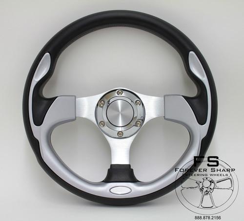 Performance ii steering wheel (6 hole x 2 3/4" bolt pattern) new ~black / silver