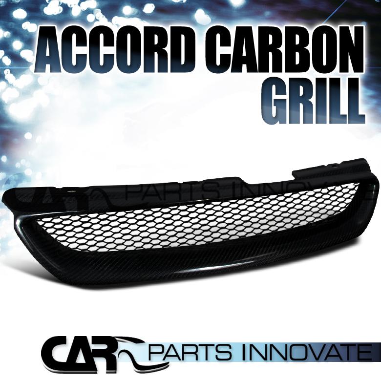 Honda 98-02 accord 2dr coupe jdm black carbon type front mesh hood grille r