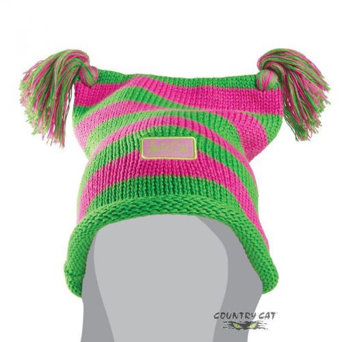 Arctic cat snowmobile youth pigtails winter beanie hat – pink &amp; lime – 5263-041