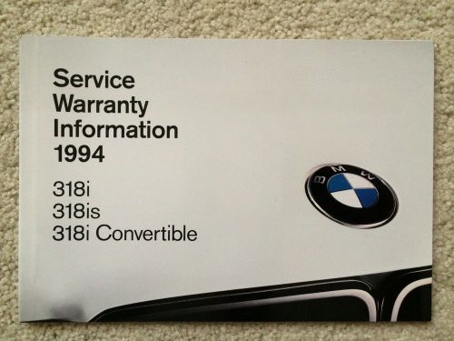 New 1994 e36 318i, 318is 318ic usa bmw service maintenance history record book