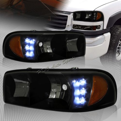 For 1999-2006 gmc sierra 1500 2500 led smoke lens headlights w/amber reflector