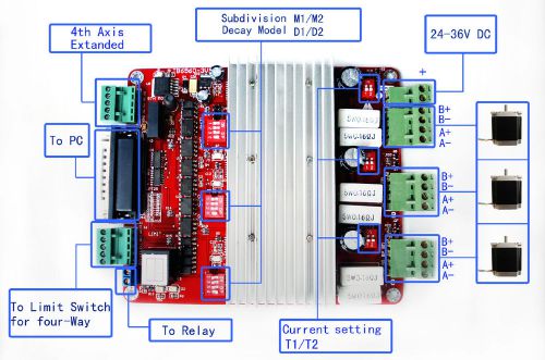 Cnc 3 axis tb6560 3.5a stepper motor driver controller board mach3