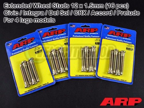 Arp extended wheel studs 16 pcs 88-00 civic crx del sol 90-01 integra