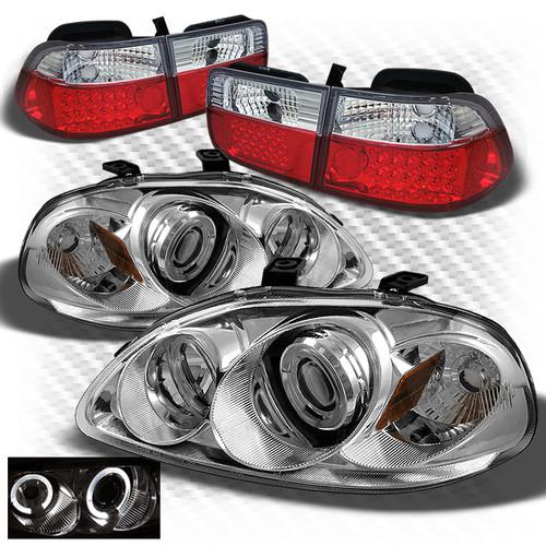 96-98 civic 2dr halo projector headlights + r/c philips-led perform tail lights