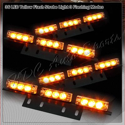 36 amber led emergency hazard warning 12v headliner deck dash strobe light bars