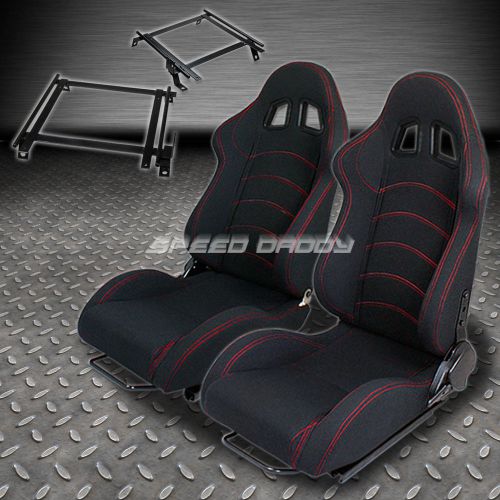 Pair type-1 reclining black cloth racing seat+bracket for 02-06 acura rsx dc5