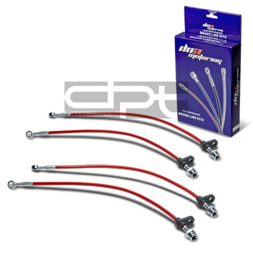 Accord cg replacement front/rear stainless hose red pvc coated brake lines kit