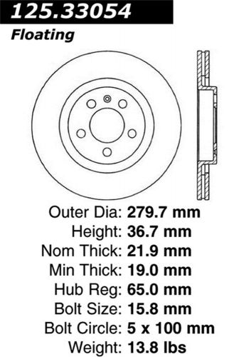 Stoptech 125.33054 premium high-carbon rotor