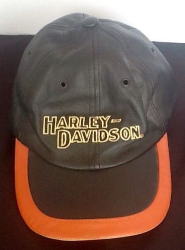 Harley davidson leather adjustable baseball cap