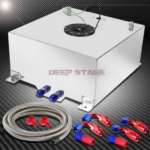 20 gallon/78l polished aluminum fuel cell tank+level sender+steel oil feed kit